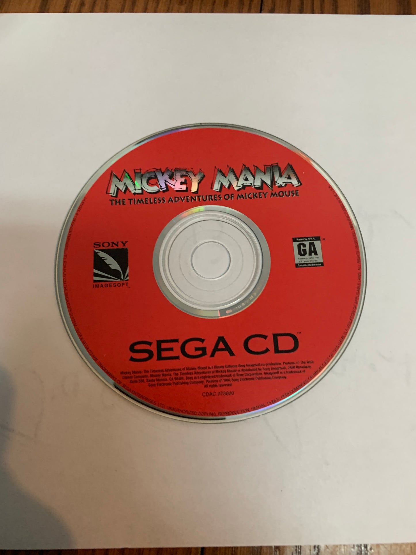mickey mania the timeless adventures of mickey mouse disc only sega cd