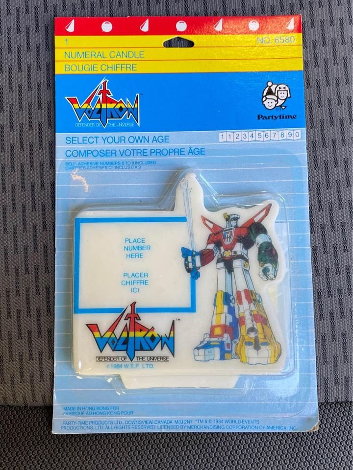 VOLTRON NUMERAL CANDLE VINTAGE FROM 1984 FACTORY SEALED PARTYTIME COLLECTIBLE