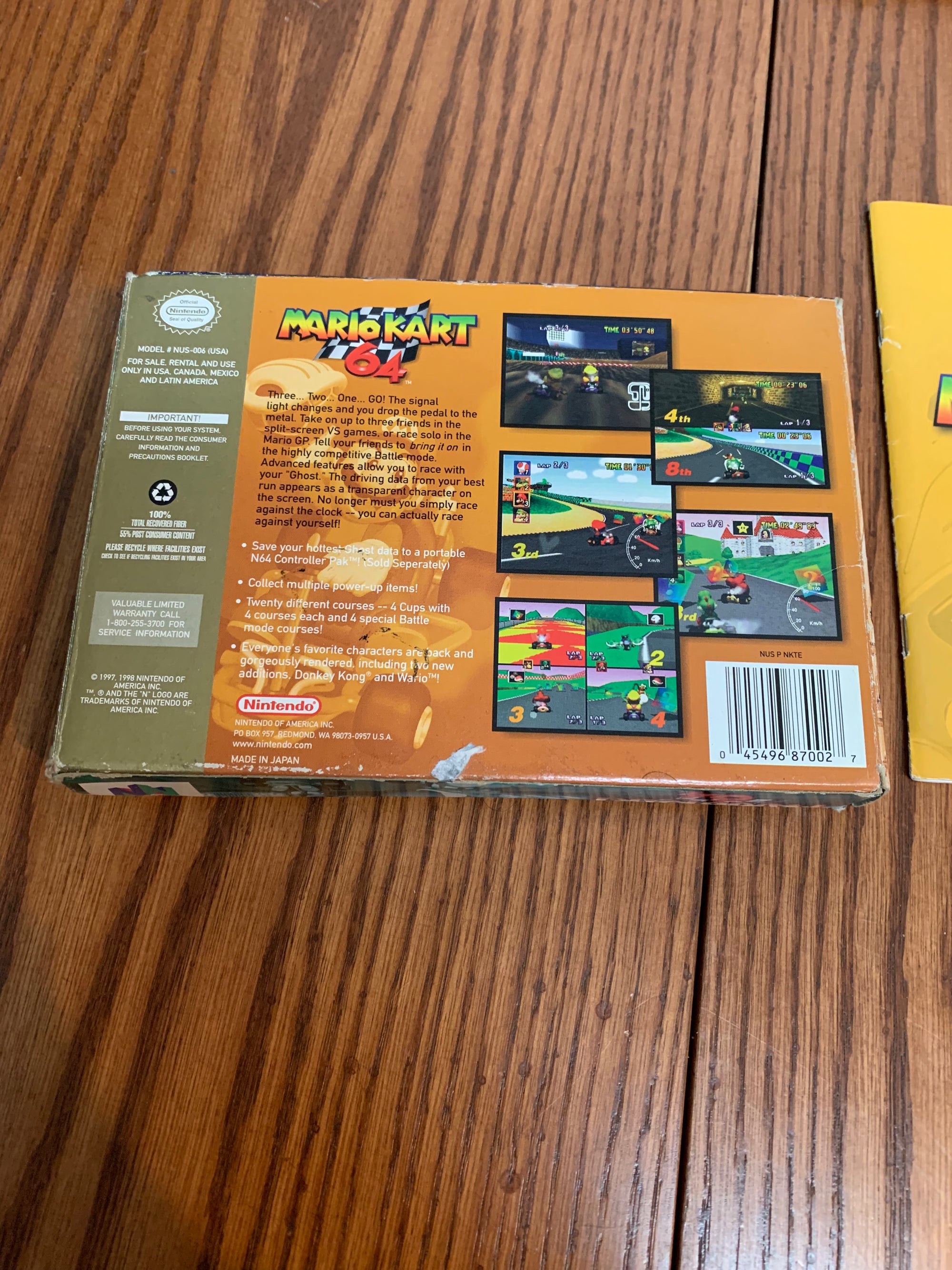 Mario Kart 64 box and manual