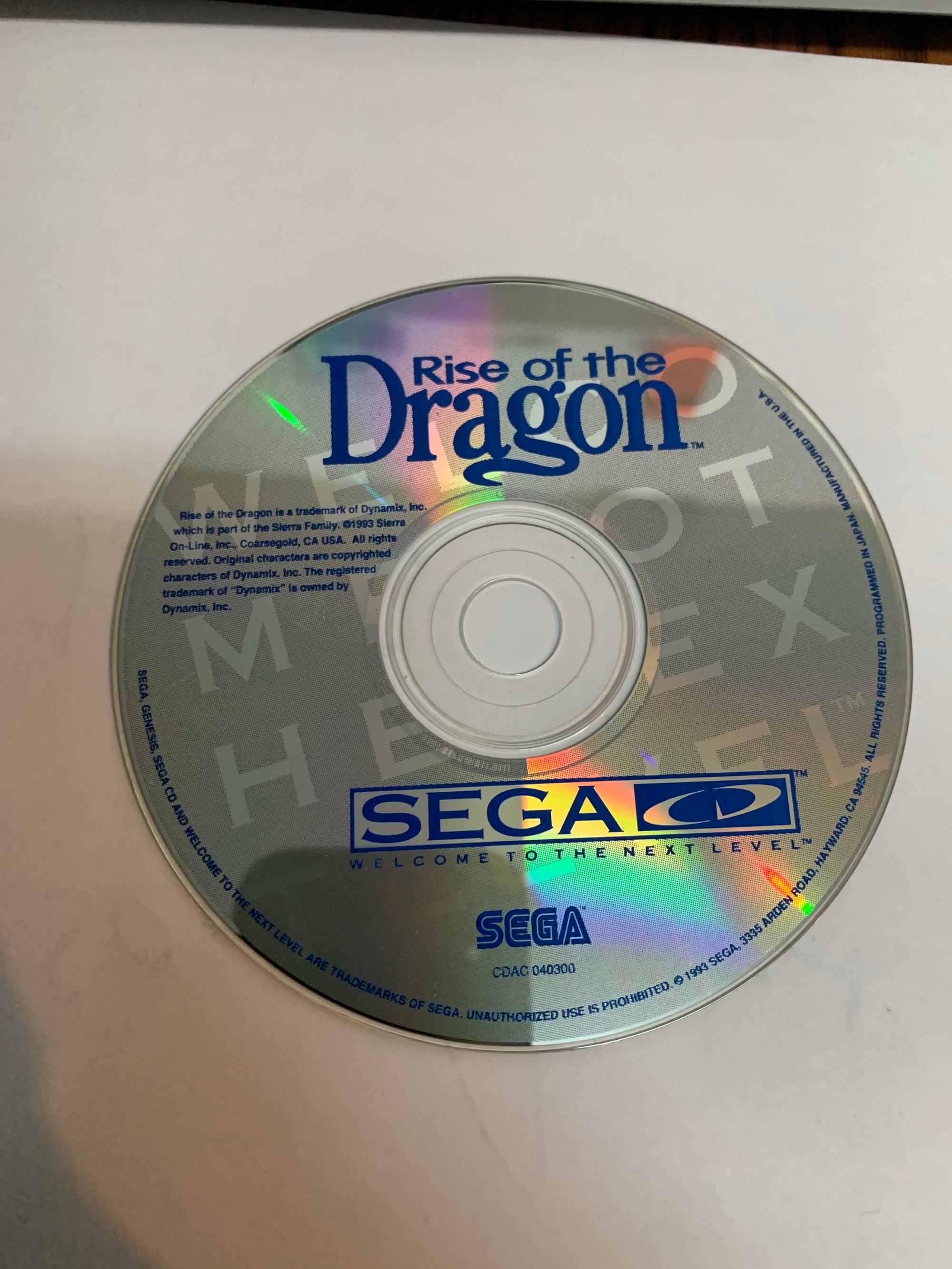 rise of the dragon disc only sega cd