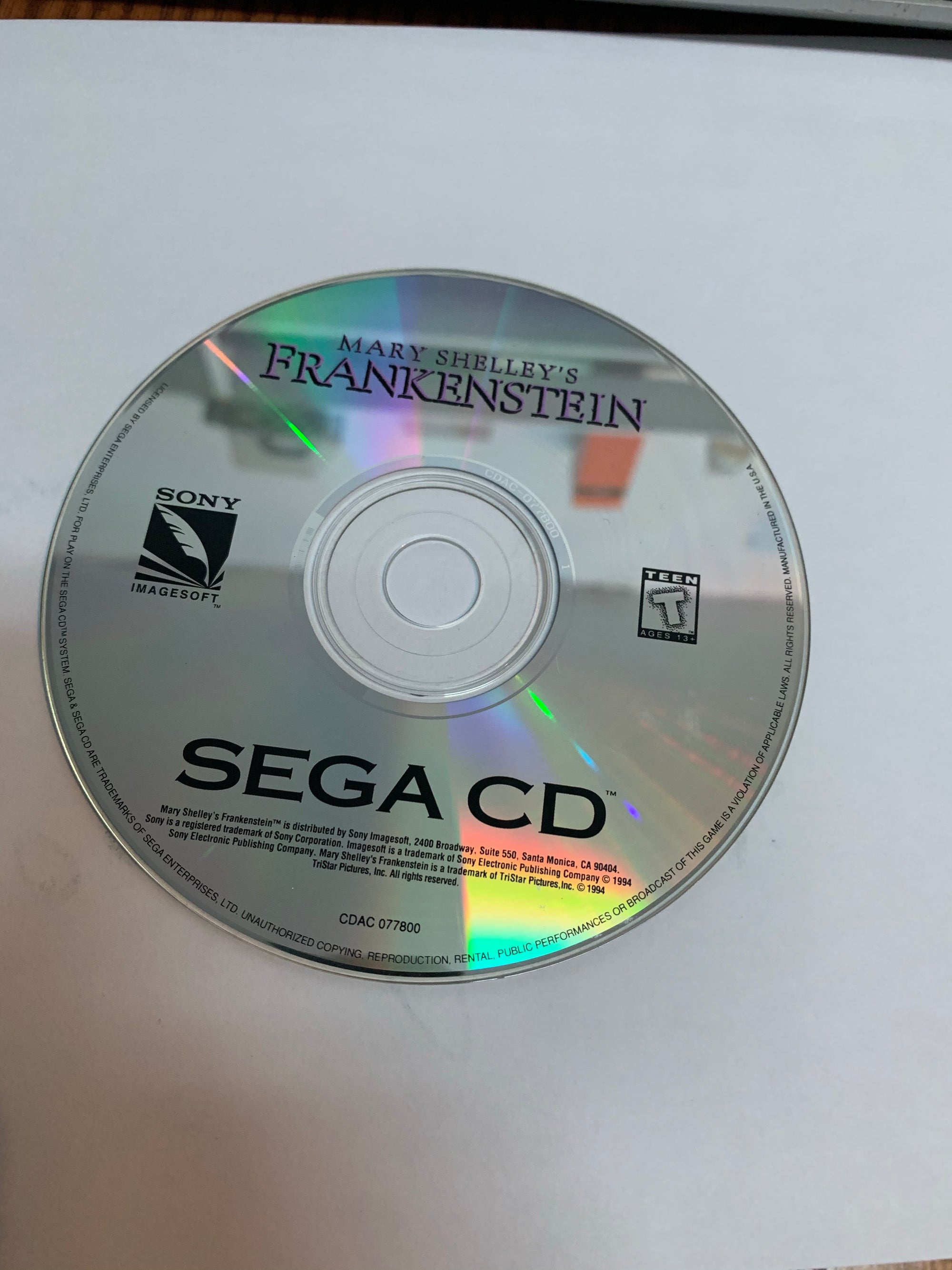 mary shelley's frankenstein disc only sega cd